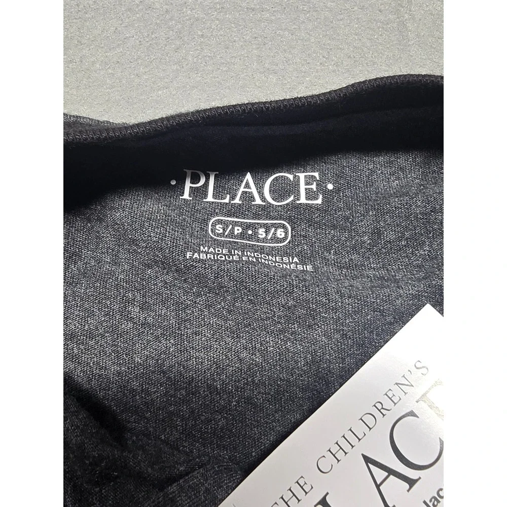 The Childrens Place Boys Gray Black Henley Long Sleeve Raglan Shirt Size S 5/6 - Picture 2 of 3